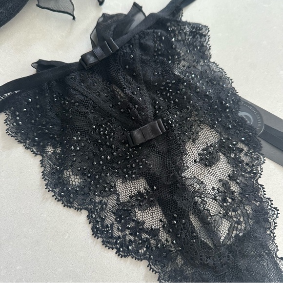 Victoria's Secret Designer Swarovski Black 36B Bra & Panty L Set - Picture 3 of 14